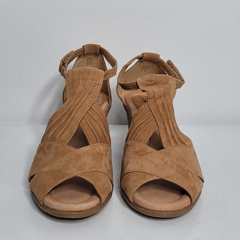 Earth‎ Womens Curvet Biscuit Wedge Leather Sandals Size 8.5 B Brown Suede - Picture 5 of 10